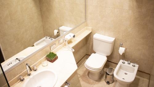 伊图萨因戈Atlas Grand Hotel Ituzaingo的一间带卫生间和水槽的浴室