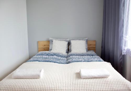 克拉科夫Apartamenty ZORZA的一间卧室配有一张带两个枕头的床