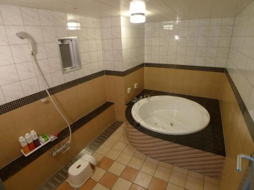 横滨Hotel GOLF Hodogaya (Adult Only)的带淋浴和盥洗盆的浴室