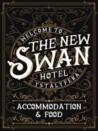 斯旺西The New Swan Hotel的表示欢迎新明星酒店协会和食品的标志