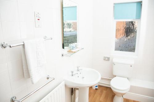 Marston Montgomery皇冠旅馆的白色的浴室设有水槽和卫生间。