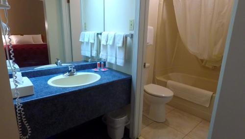 圣约翰圣约翰伊克诺旅店的浴室配有盥洗盆、卫生间和浴缸。