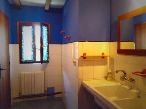 ZubietaAlbergue Olasenea Aterpea的一间带水槽和窗户的浴室