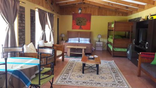 PaineCabaña Campestre de 1 Ambiente En Paine的一间带一间卧室和一张床的客厅