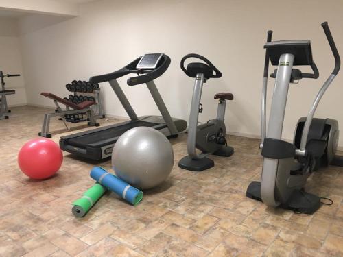 科斯特曼诺BellaVista Relax - Adults Only的健身房提供数辆健身自行车和球