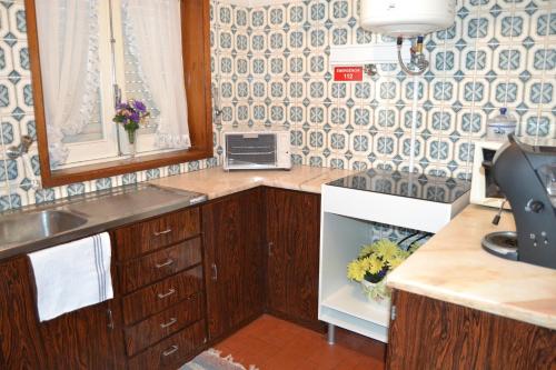 卡米尼亚Apartamento Foz do Rio Minho的厨房配有水槽和台面