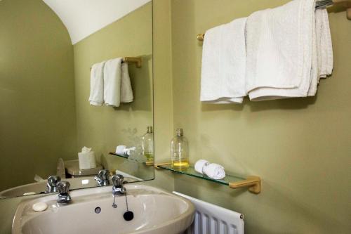 恩尼斯基林Old Schoolhouse B and B的浴室配有盥洗盆、镜子和毛巾