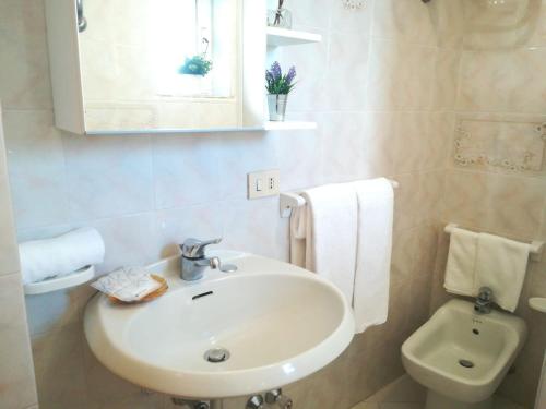 卡普里La Finestra sui Faraglioni的浴室配有白色水槽和卫生间。