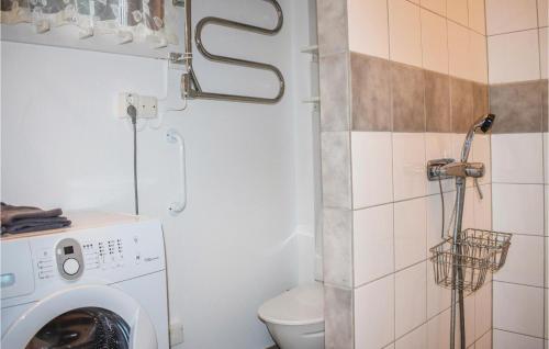 赫尔湾Cozy Home In Hllviken With Wifi的一间带洗衣机和卫生间的浴室