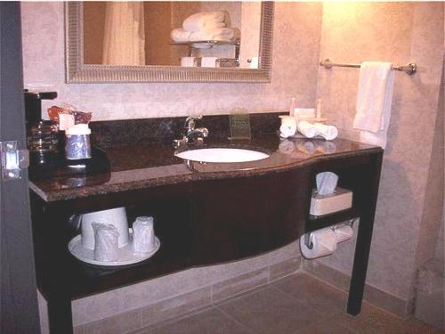金斯维尔金斯维尔智选假日酒店及套房的一间带水槽和镜子的浴室