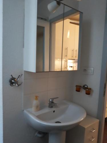 斯特拉斯堡Le Quai 2的一间带水槽和镜子的浴室