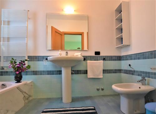 马瑞纳迪卡拉拉B&B Villa Apuana的一间带水槽和镜子的浴室