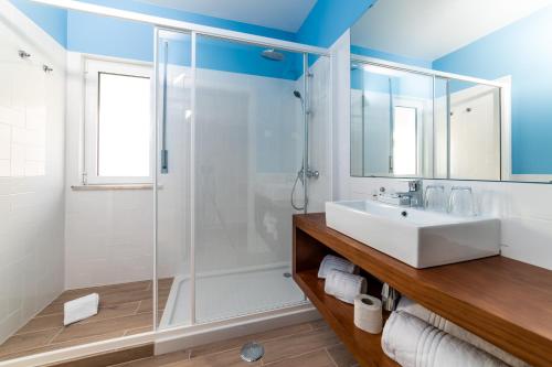 赞布热拉-杜马尔AZUL的一间带水槽和淋浴的浴室