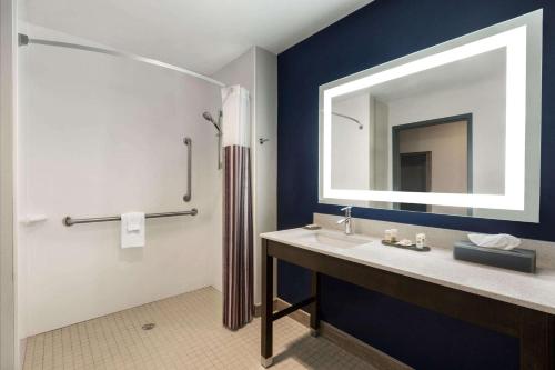 岩石丘La Quinta by Wyndham Rock Hill的一间带水槽和镜子的浴室