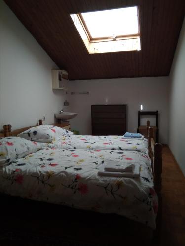 苏坎Gostišče Oddih的一间卧室设有一张大床和窗户