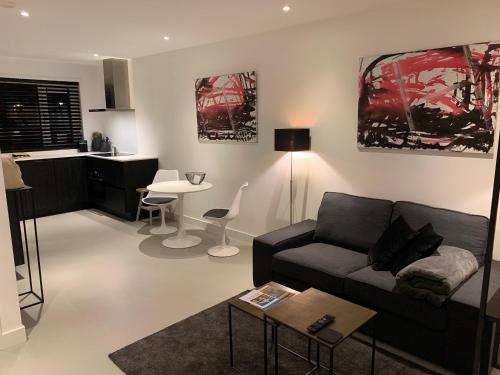 赞德沃特Longhouse Studio Zandvoort的客厅配有沙发和桌子