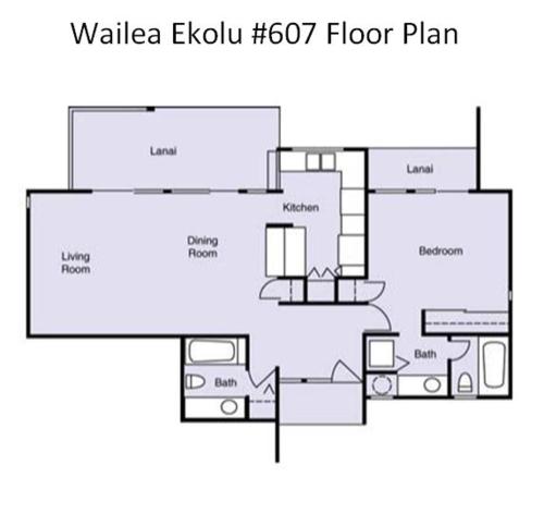 维雷亚Wailea Ekolu #607的房屋平面图