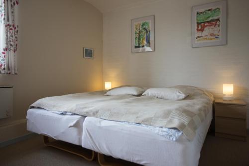 基巴埃克海宁汽车旅馆的一间卧室配有一张带两个枕头的床