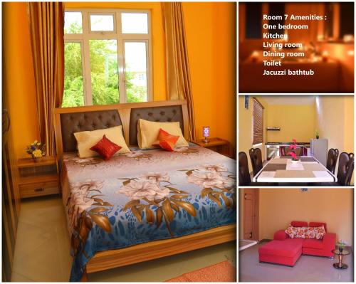 弗利康弗拉克尼维旅馆的卧室两张照片,配有一张床和一个窗户
