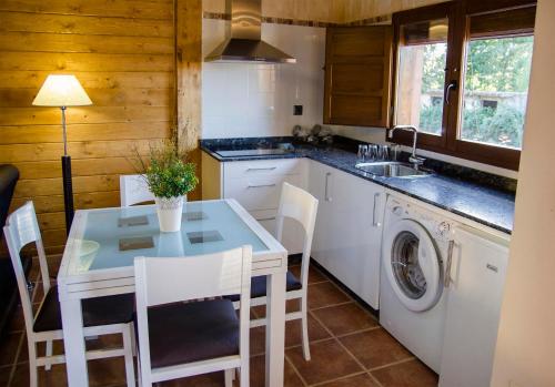 拉斯梅德拉斯拉雷斯乡村民宿的厨房配有桌子和洗衣机。