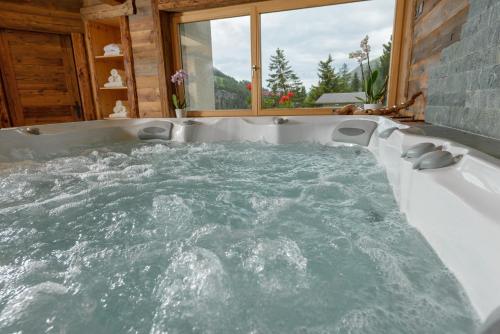 圣皮埃尔堡奥比沃阿德娜博隆特Spa酒店的浴室设有装满水的浴缸。