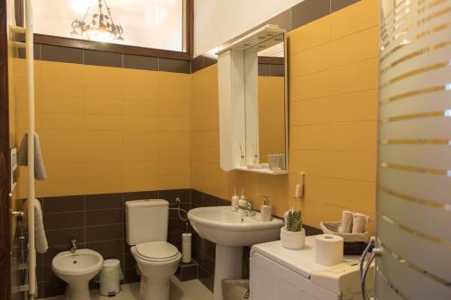 蒂米什瓦拉10 Modern Living in the Heart of the City的一间带水槽、卫生间和镜子的浴室