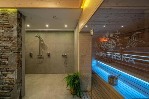 波罗宁利特沃罗卡旅馆III的设有带步入式淋浴间和步入式淋浴间的浴室