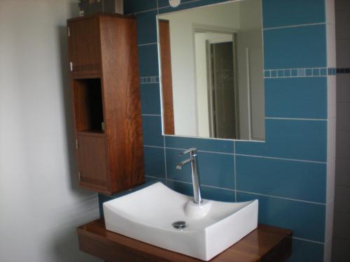 卡夫尔高原chalet volcan的浴室设有白色水槽和镜子