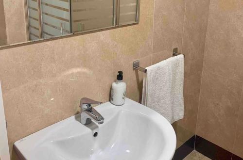 阿尔科斯-德拉弗龙特拉Apartamento Felisa的浴室设有白色水槽和镜子