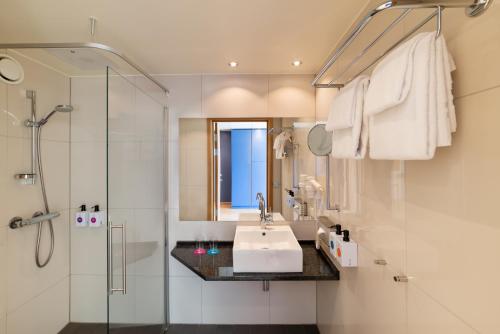 福尼布博览会品质酒店的一间带水槽和淋浴的浴室