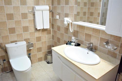 吉布提Capital Hotel Djibouti的浴室配有白色卫生间和盥洗盆。