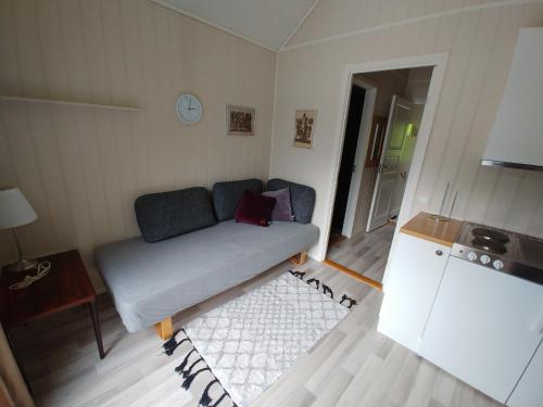 凯于庞厄尔Nedre Amla Fjord Apartment的带沙发和桌子的小客厅