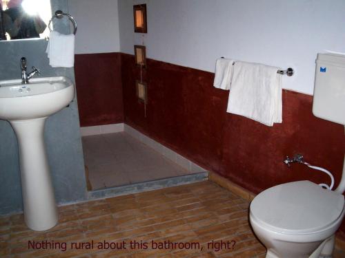BherandiālaShaam E Sarhad Resort的一间带卫生间和水槽的浴室