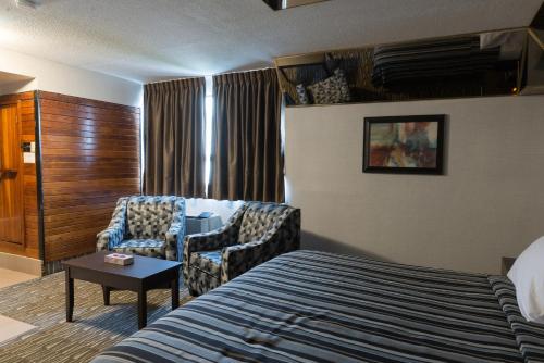 多伦多豪华旅馆的配有一张床和一把椅子的酒店客房