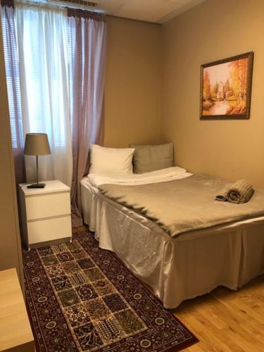 耶尔费拉Golden Hostel的一间卧室设有一张大床和一个窗户。