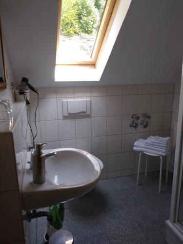 巴特尚道Ferienwohnungen Wilhelm的一间带水槽和窗户的浴室