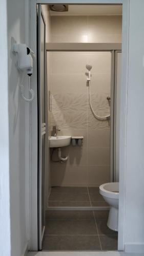 丰盛港Mersing little homestay with free WIFI的一间带卫生间和水槽的浴室