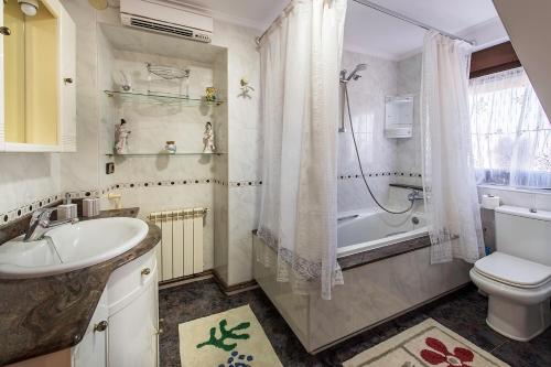 桑坦德Casa vacacional Santander的一间带水槽、卫生间和淋浴的浴室