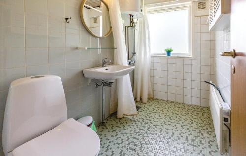 霍尔拜克Cozy Home In Holbk With House A Panoramic View的一间带卫生间和水槽的浴室
