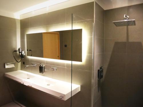里尔Le Chat Qui Dort - Suites的一间带水槽和镜子的浴室