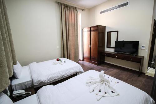 开罗Miramar Talaat Harb Square的酒店客房设有两张床和电视。