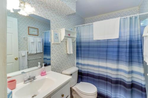 麦克亨利漂流木度假屋#6的一间带水槽、卫生间和淋浴的浴室