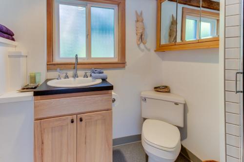 欧申赛德The Blue Door的一间带卫生间和水槽的浴室