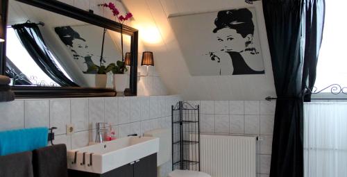 霍恩巴赫格鲍尔旅馆的一间带水槽和镜子的浴室