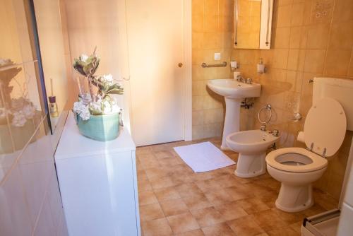 拉莫拉Bed & Roses Meni的一间带卫生间和水槽的浴室