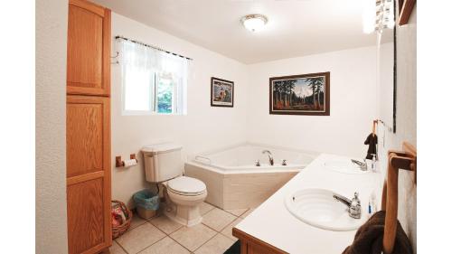 海恩斯Suite 1 Lynn View Lodge的浴室配有卫生间、浴缸和水槽。