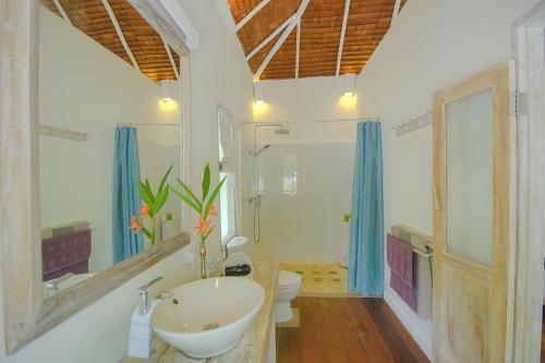 特鲁克巴库Trikora Beach Club and Resort的一间带水槽和卫生间的浴室