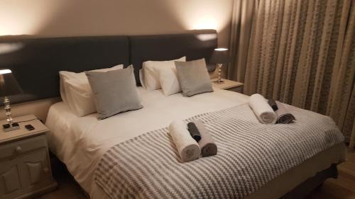 伍斯特Worcester the Karoo Guest Room的一间卧室配有带毛巾的床