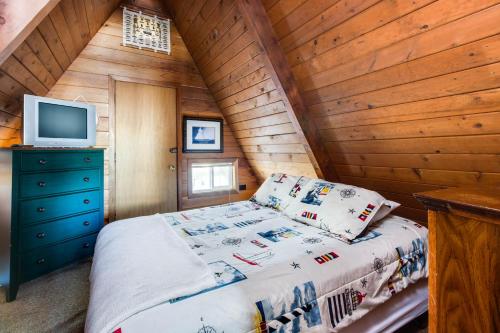 林肯市Pirate's Paradise的一间卧室配有一张床和一台电视。