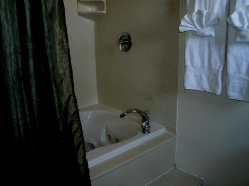 弗吉尼亚城弗吉尼亚城酒店的浴室配有浴缸、淋浴和水槽